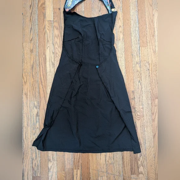 Vintage Handmade Black Dress with Sugar Skulls, Apron Closure - Picture 3 of 5